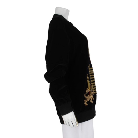 Dolce and Gabbana  Black Velvet Royal Fox Sweatshirt   IT 52 - Picture 5 of 9